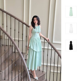 Đầm Dài Nữ High Top Sleeveless, Chất Vải Đũi Sọc Thoải Mái, WDD017, SOMEHOW