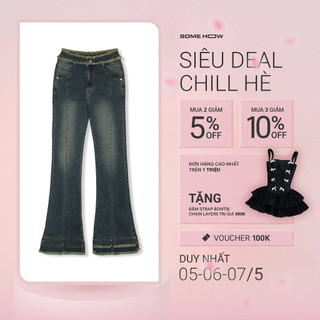 Quần Jean Nữ  Flare Special Waist Black Blue, Chất Vải Jean Cotton Thoải Mái, WQJ014,SOMEHOW