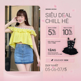 Áo Nữ Crop Ruffle Princess, Chất Vải Boi Cotton Thoải Mái, WKI021, SOMEHOW