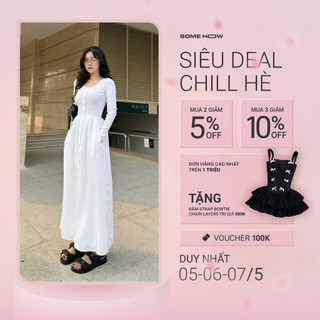 Đầm Nữ Dài Long Sleeve Gawn, Chất Vải Thân Áo Trên Vải Cotton Lạnh 4 Chiều - Thân, WDD026, SOMEHOW