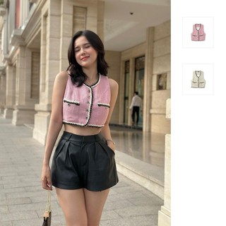 Áo Khoác Nữ Crop Tweedie, Chất Vải Linen Bố Thoải Mái, WAK001, SOMEHOW