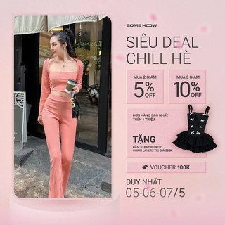 Set Nữ Lounge Square Neck, Chất Vải Thun Gân Thoải Mái, WSB008, SOMEHOW
