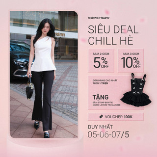 Set Nữ Gentle Sleeveless Top Long Flare Pant , Chất Vải Cotton Lạnh Thoải Mái , WSB112 , SOMEHOW