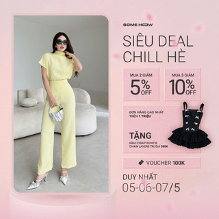 Set Nữ High Neck Tanktop Pant, Chất Vải Đũi Gân Thoải Mái, WSB063, SOMEHOW