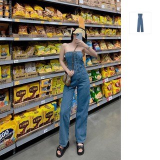 Jumpsuit Nữ Jean Off-Shoulder, Chất Jean Thoải Mái, WJS000042, SOMEHOW