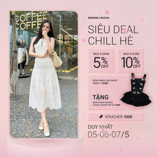 Đầm Nữ Dài High Neck Elas Waist, Chất Vải Vải Boi Thêu Thoải Mái, WDD030, SOMEHOW