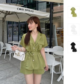 Set Nữ Silk Short Safari, Chất Vải Lụa Sophia CC Thoải Mái, WSB037, SOMEHOW