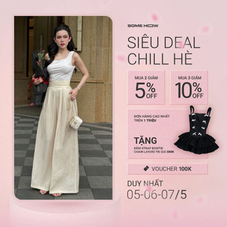Set Nữ Áo Tanktop High Waist Pant, Chất Vải Áo Vải Thun Gân - Quần Vải Tằm Thô,WSB087, SOMEHOW