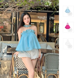 Set Nữ Bouffante Short Back String Tube, Chất Vải Áo xi cotton lót lụa, Quần Xốp Hàn Lót Lụa, WSB052, SOMEHOW