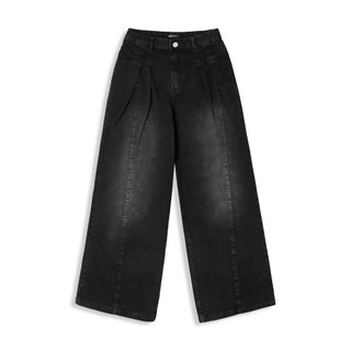 Quần Jean Nữ Wide Leg Minipleat, Chất Vải Jean Cotton Thoải mái, WQJ017,SOMEHOW