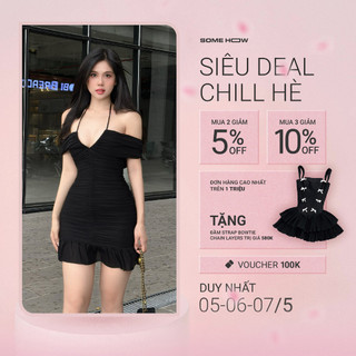 Đầm Nữ Ngắn Sleeveless Ruffle Sun, Chất Vải Thun Lưới Thoải Mái, WDN050, SOMEHOW