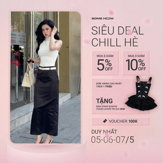 Set Nữ Áo Tank Top Long Skirt Belted, Chất Vải Áo Vải Thun Tăm, Chân Váy Vải Phi Tafta, WSB101,SOMEHOW