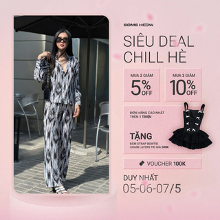 Set Nữ Freesize Long Sleeves Special Pattern, Chất Vải Gân Sọc Thoải Mái, WSB061, SOMEHOW