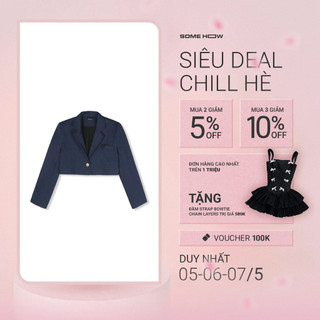 Áo Khoác Nữ Croptop Blazer Blue, Chất Vải Denim Thoải Mái, WAK007, SOMEHOW