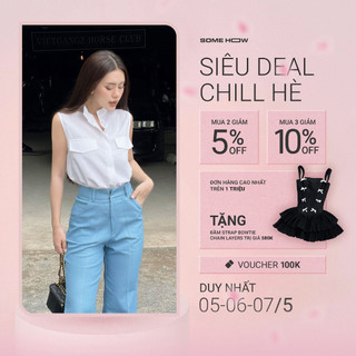 Áo Sơ Mi Nữ Sleeveless Banded Pockers, Chất Vải Kate Silk Thoải Mái, WSM005, SOMEHOW