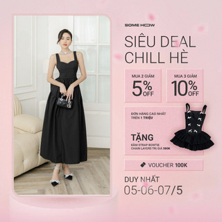 Đầm Dài Nữ Scoop Gentle, Chất Vải Xốp Hoa Thoải Mái, WDD019, SOMEHOW