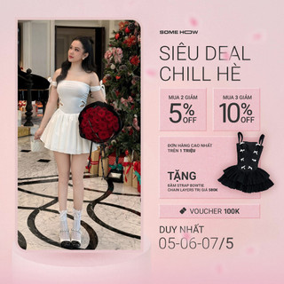 Set Váy Nữ Tube Strap Sleeves Cutout, Chất Vải Thun Tăm Phối Vải Cotton,WSB098,SOMEHOW