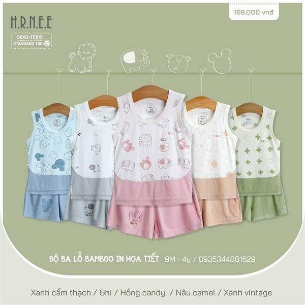 HR059 - 6M/4Y Bộ ba lỗ bamboo