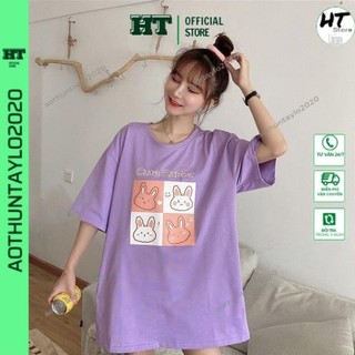 Áo Phông Nữ HTSTORE  Áo thun tay lỡ unisex thỏ cute rabbit