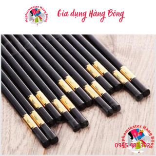 Bộ 10 đôi đũa sừng bọc vàng và trắng hàng xuất Nhật cao cấp