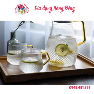 Bình đựng nước uống vân tăm thủy tinh chịu nhiệt 1.5L