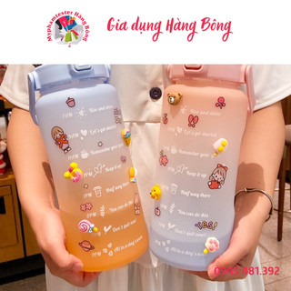 Bình đựng nước cute 2L có vạch chỉ báo nhắc uống nước