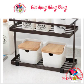 (HÀNG ĐEP) Kệ chữ nhật 2 tầng THÉP NÂU ĐEN mã 1103