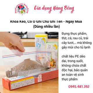 Túi Zip Đựng Thực Phẩm V3, Bảo Quản Thức Ăn Có Khóa Kéo, Có Ô Ghi Chú Ghi Tên - Ngày Mua (Dùng nhiều lần)