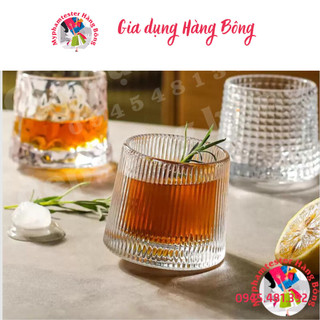 Ly thủy tinh, cốc thủy tinh cao cấp đế lồi họa tiết trẻ trung