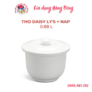 Thố cá nhân Daisy Ly's Minh Long nhiều kích thước kèm nắp màu trắng ngà gốm sứ siêu cứng cao cấp