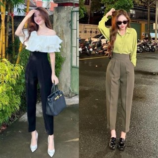 Quần Baggy Nữ TOTOSA Cạp Chữ V Lưng Cao Tôn Dáng Eo Quần Công Sở Đi Làm Đi Học TT12