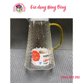 Bình nước quai vàng 1.8Lít, Bình đựng nước thủy tinh chịu nhiệt H106