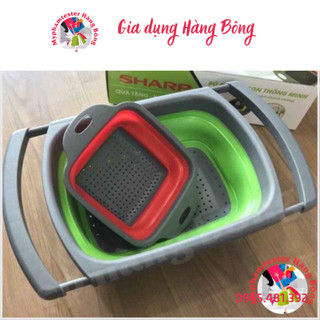 Set 2 rổ silicon gấp gọn hàng đẹp