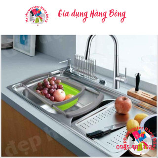 Set 2 rổ silicon gấp gọn hàng đẹp