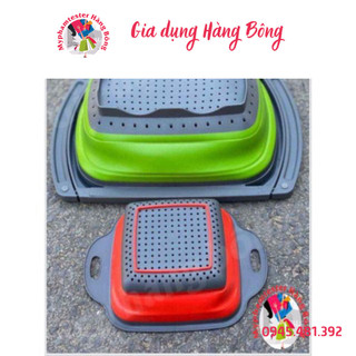 Set 2 rổ silicon gấp gọn hàng đẹp