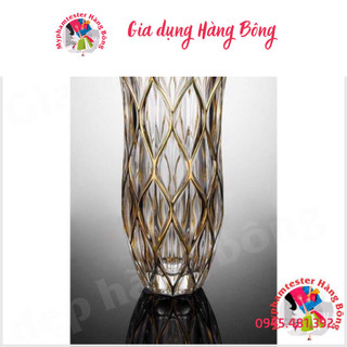 Lọ hoa thủy tinh pha lê khảm vàng #3161AS