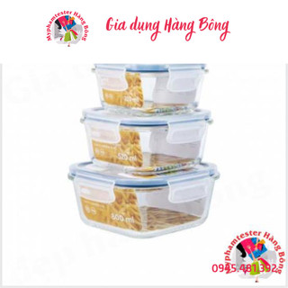 🌸 hộp đựng thức ăn thủy tinh chịu nhiệt vuông nikko 320 ml - 520 ml -800 ml