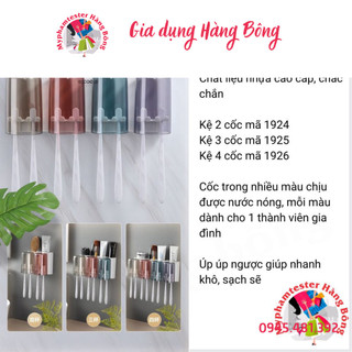 [4.9⭐]  Kệ cắm chải để đồ nhà tắm, giá treo đồ nhà tắm dán tường kèm cốc nhựa trong cao cấp Ecoco mã 1924, 1925, 1926