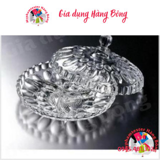 Khay thủy tinh pha lê đựng mứt, hạt dưa 3 ngăn 24,3cm