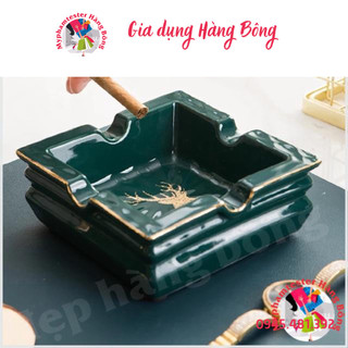 Gạt tàn ngọc lục bảo nai vàng