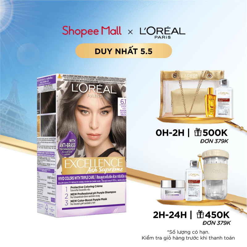 Kem nhuộm dưỡng tóc sâu L'Oreal Paris Excellence Fashion 172ml với tông màu thời trang