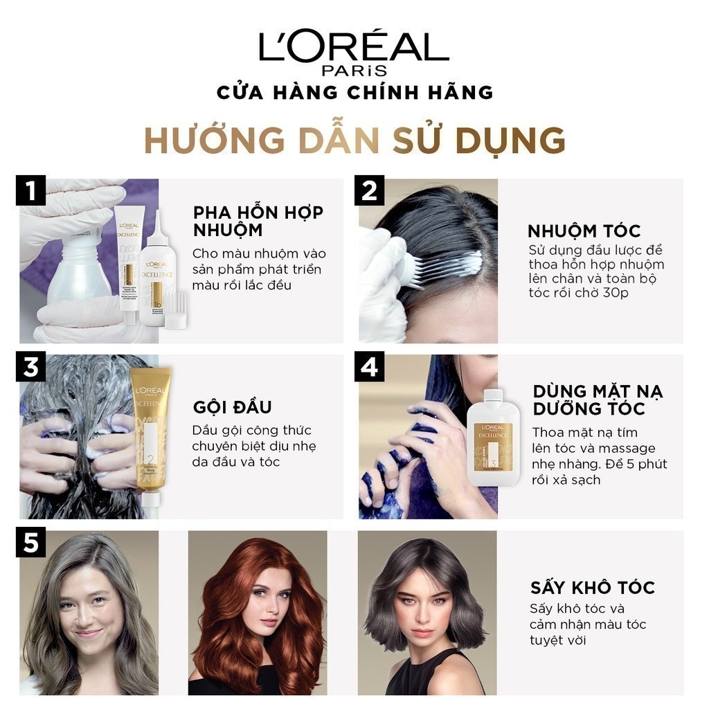 Kem nhuộm dưỡng tóc sâu L'Oreal Paris Excellence Fashion 172ml với tông màu thời trang