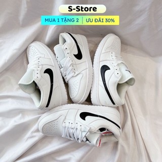 [s-store] Giày Nike_Jordan 1 Low White Black Bản Cao Cấp, Giày Jordan cổ thấp trắng vệt đen nam nữ basic size 36-43