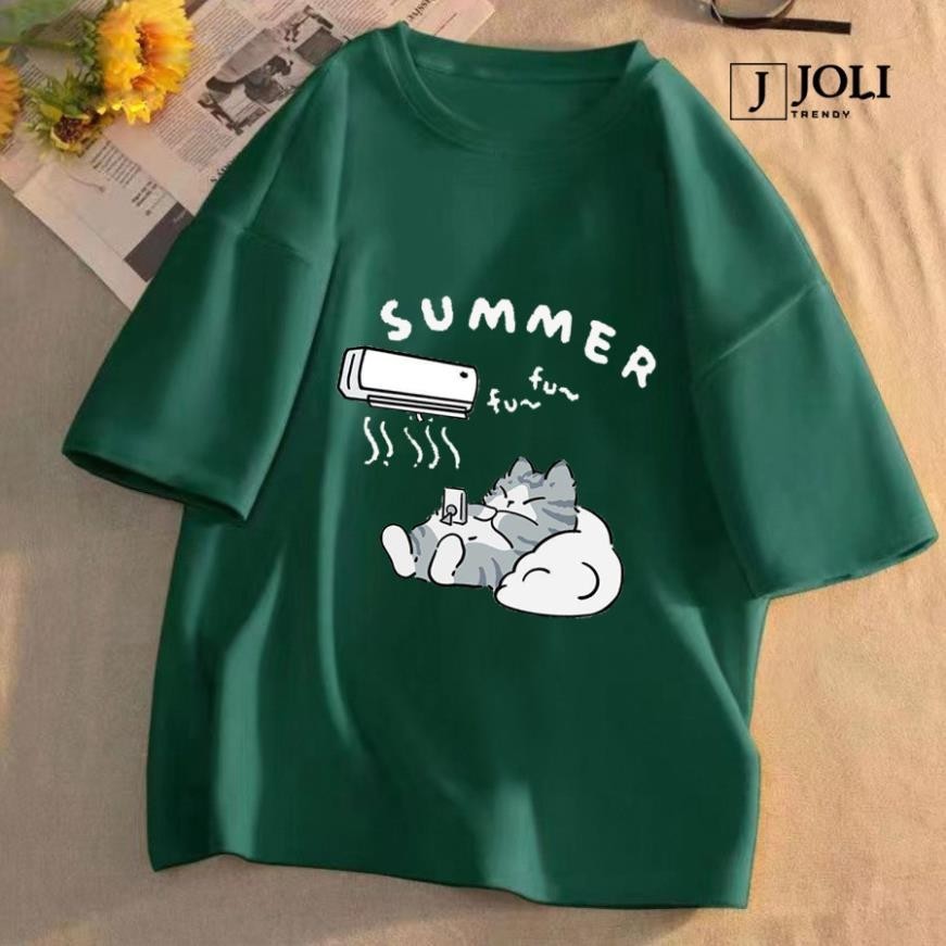 Áo Thun Nữ, Áo Phông Nam Nữ Unisex Tay Lỡ Mèo Summer In Hình Chất Cotton Form Rộng Phong Cách Ulzzang UT