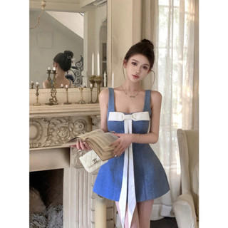 Đầm Xòe Jean Hai Dây Đính Nơ Chất Jean Dày Đẹp CC0026 GAR HỎA TỐC LYUSD (HỎA TỐC)