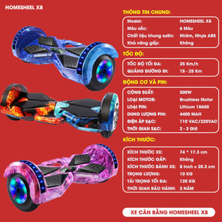 Xe Điện Cân Bằng Homesheel X8 PLUS - xe thăng bằng loại mới, phù hợp mọi lứa tuổi - pin cao hơn