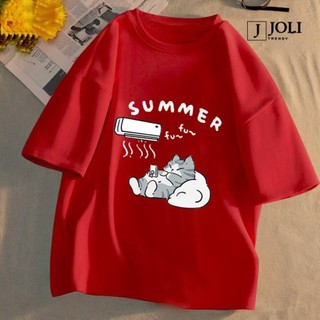 Áo Thun Nữ, Áo Phông Nam Nữ Unisex Tay Lỡ Mèo Summer In Hình Chất Cotton Form Rộng Phong Cách Ulzzang HTT