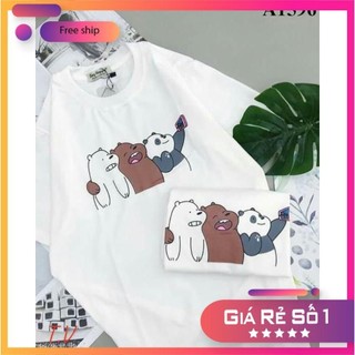 Áo phông nam nữ TUVY ÁO thun tay lỡ unisex in hình 3 chú gấu mát nhiều màu