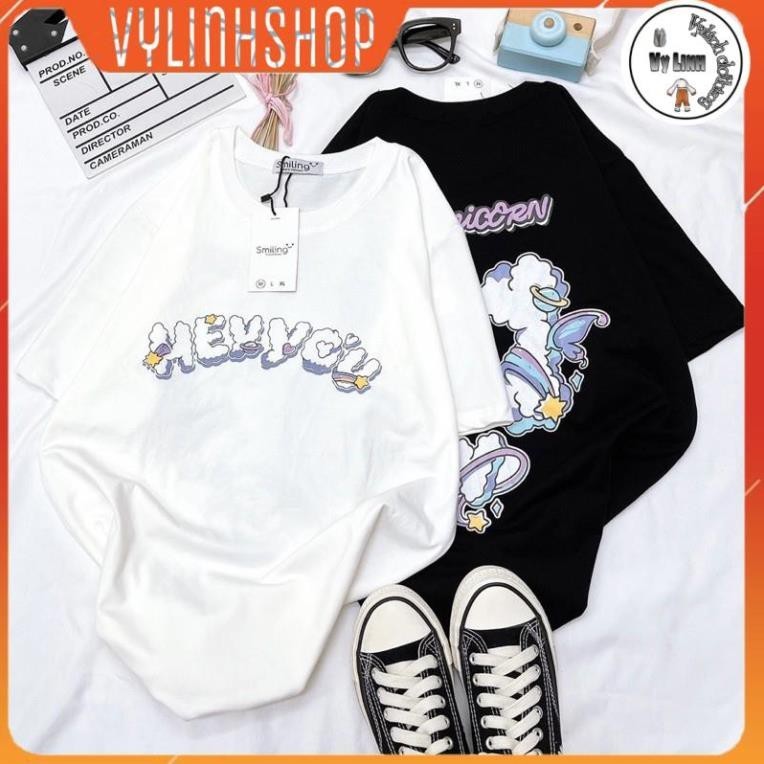 Áo Thun UNISEX SMILING - HEYYOU Phông Cotton Hình Xương Unicorn Vải Mát Co Giãn