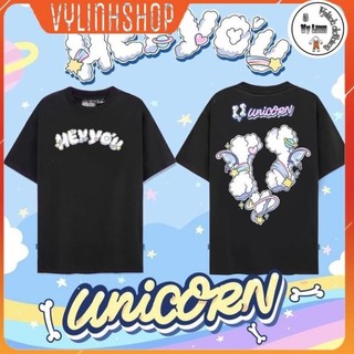 Áo Thun UNISEX SMILING - HEYYOU Phông Cotton Hình Xương Unicorn Vải Mát Co Giãn